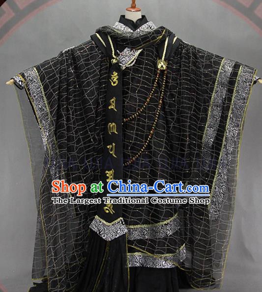 Customize Chinese Traditional Cosplay Monk Black Costumes Ancient Swordsman Clothing for Men