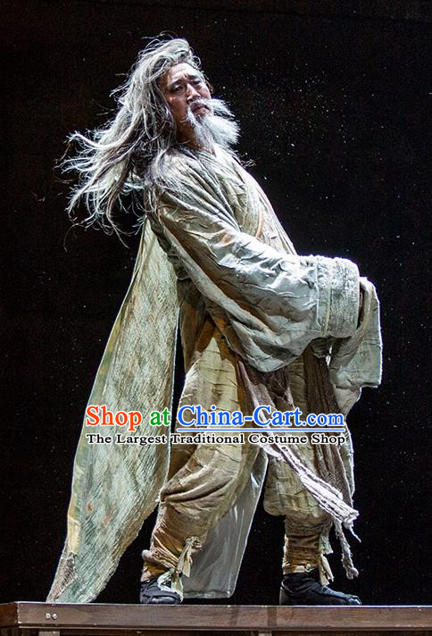 Chinese Drama Fu Sheng Ancient Qin Dynasty Old Scholar Clothing Stage Performance Dance Costume for Men