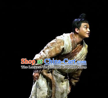 Chinese Drama Fu Sheng Ancient Qin Dynasty Civilian Clothing Stage Performance Dance Costume for Men