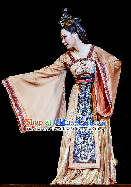 Chinese Drama Prince of Lanling Ancient Queen Mother Dress Stage Performance Dance Costume and Headpiece for Women