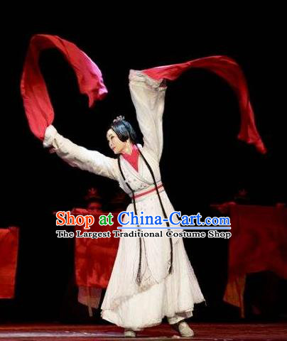 Chinese Drama Prince of Lanling Ancient Court Classical Dance White Dress Stage Performance Dance Costume and Headpiece for Women