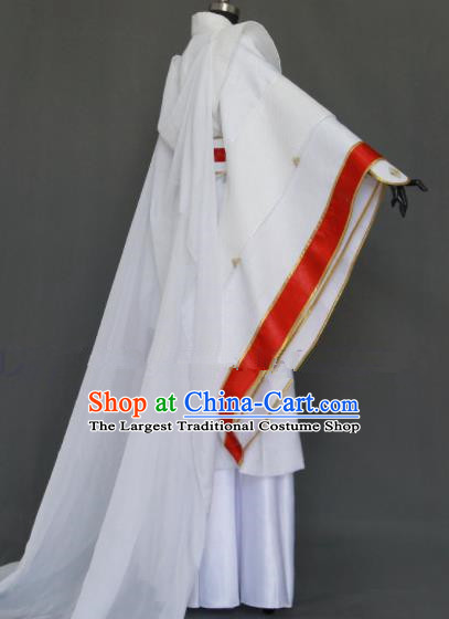 Customize Chinese Traditional Cosplay Nobility Childe Prince White Costumes Ancient Swordsman Clothing for Men