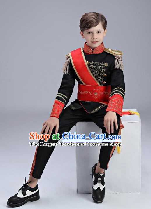 Traditional England Black Costumes European Court Honor Guard Clothing for Kids
