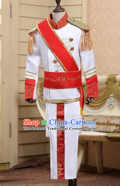 Traditional England White Costumes European Court Honor Guard Clothing for Kids