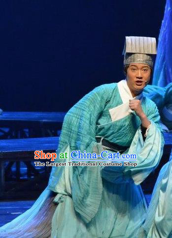 Chinese The Legend of Wang Yangming Ancient Ming Dynasty Scholar Green Clothing Stage Performance Dance Costume for Men