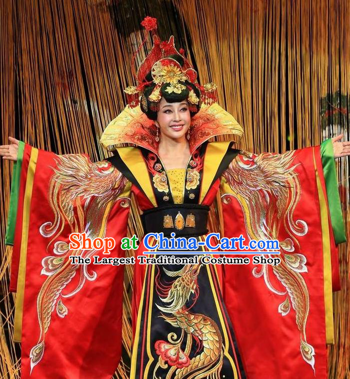 The Empress of China Ancient Tang Dynasty Queen Red Dress Stage Performance Dance Costume and Headpiece for Women