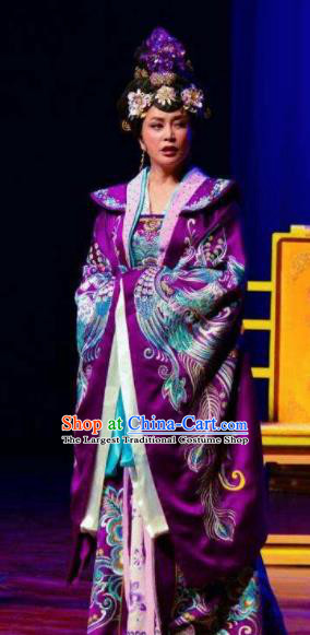 The Empress of China Ancient Tang Dynasty Court Queen Purple Dress Stage Performance Dance Costume and Headpiece for Women