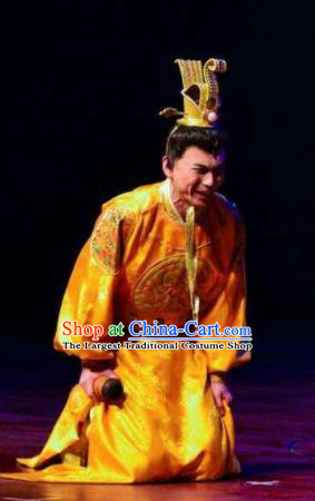 The Empress of China Ancient Tang Dynasty Emperor Li Zhi Golden Clothing Stage Performance Dance Costume for Men