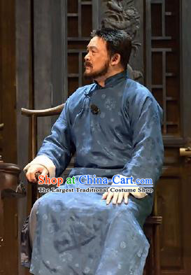 Chinese Drama Traditional Remedy Qing Dynasty Merchant Blue Clothing Stage Performance Dance Costume for Men