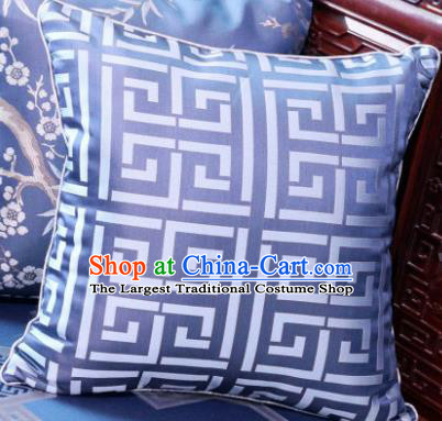 Traditional Chinese Pillowslip Classical Pattern Blue Brocade Cover Home Decoration Accessories