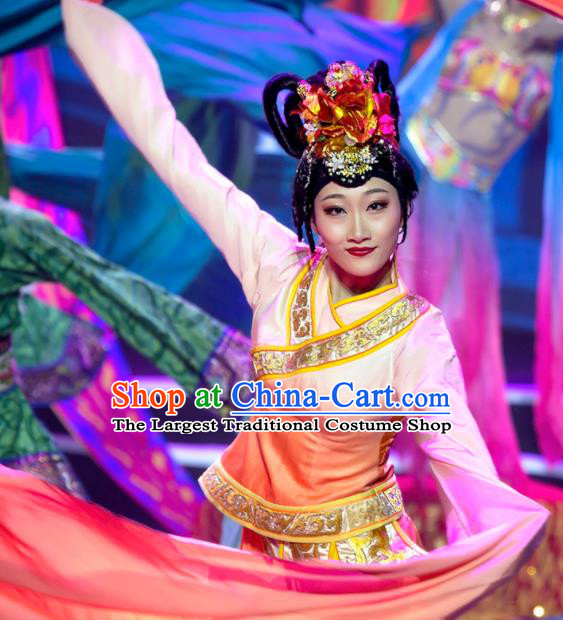 Chinese Phenix Dance In The Sky Classical Dance Dress Stage Performance Costume and Headpiece for Women