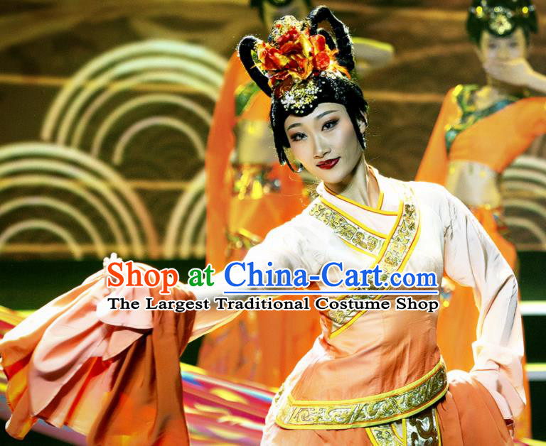 Chinese Phenix Dance In The Sky Classical Dance Dress Stage Performance Costume and Headpiece for Women