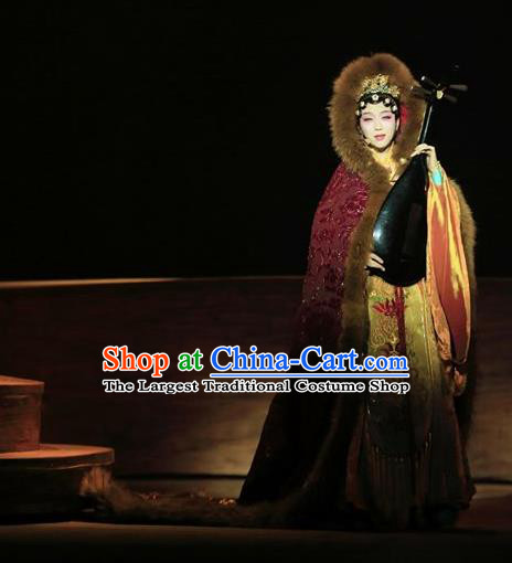 Chinese Zhaojun Chu Sai Ancient Han Dynasty Classical Dance Dress Stage Performance Costume and Headpiece for Women