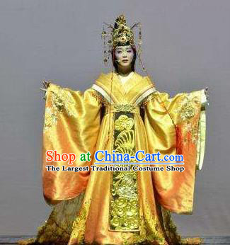 Chinese Zhaojun Chu Sai Ancient Court Queen Golden Dress Stage Performance Dance Costume and Headpiece for Women
