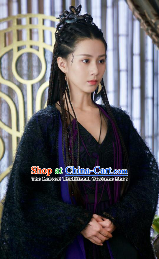 Chinese Drama Ancient Princess Black Dress Love and Destiny Female Swordsman Bao Qing Replica Costumes for Women