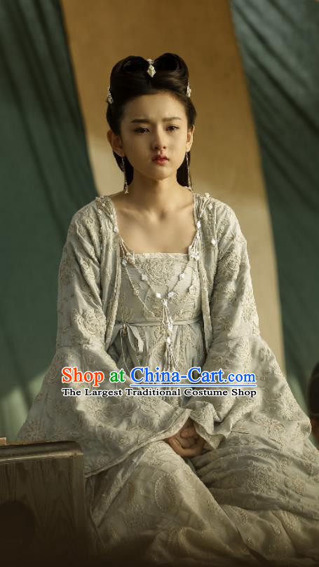 Chinese Ancient Princess Drama Novoland Eagle Flag Yu Ran Song Zu Er Replica Costumes and Headpiece for Women