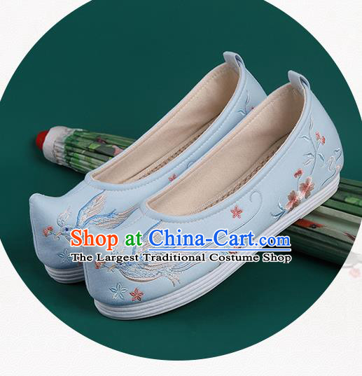 Chinese Traditional Embroidered Blue Cloth Shoes Hanfu Shoes Princess Shoes for Women
