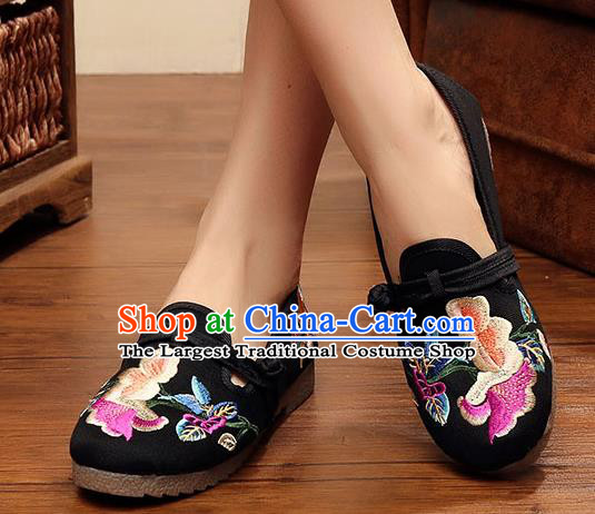 Traditional Chinese National Embroidery Black Shoes Embroidered Shoes Hanfu Shoes for Women