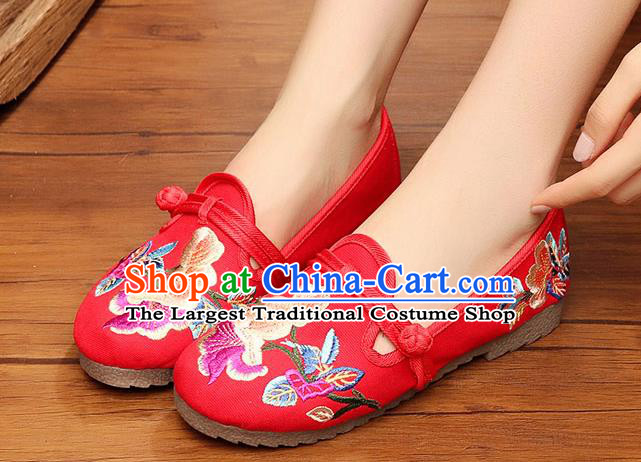 Traditional Chinese National Embroidery Red Shoes Embroidered Shoes Hanfu Shoes for Women