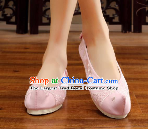 Traditional Chinese National Embroidery Pink Shoes Embroidered Shoes Hanfu Shoes for Women