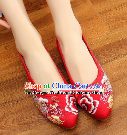 Traditional Chinese Old Beijing Wedding Red Shoes National Embroidered Shoes Hanfu Shoes for Women