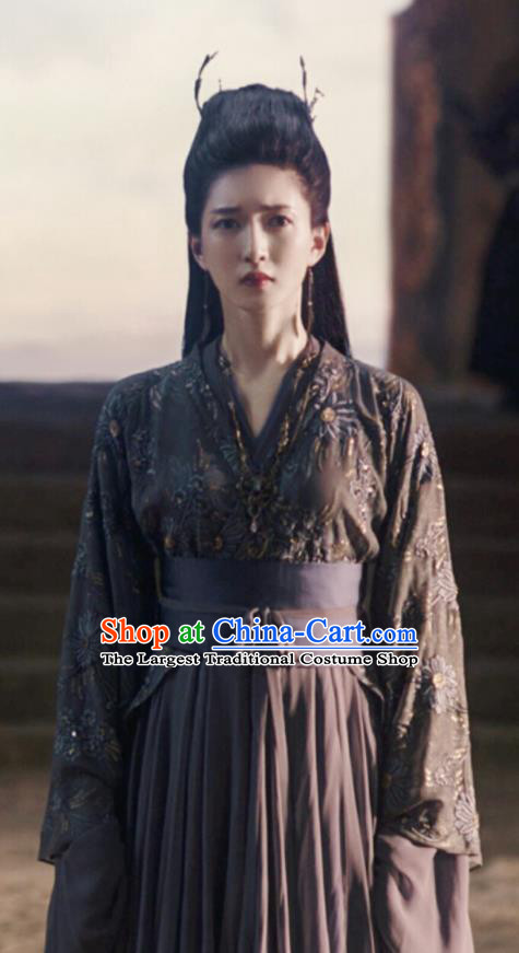 Chinese Ancient Drama Novoland Eagle Flag Princess Gong Yuyi Replica Costumes and Headpiece for Women