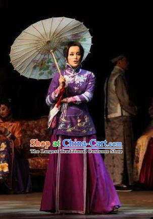 Chinese Unsurpassed Beauty Of A Generation Ancient Courtesan Sai Jinhua Purple Dress Stage Performance Dance Costume and Headpiece for Women