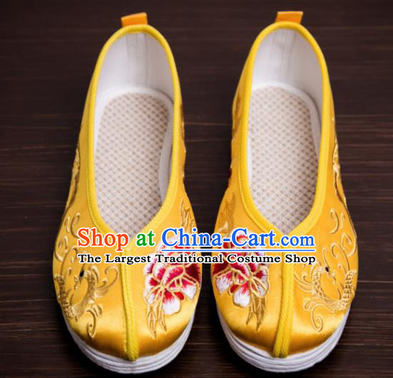 Traditional Chinese Handmade Satin Shoes Hanfu Shoes Embroidered Peony Dragon Shoes for Women