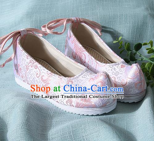 Traditional Chinese Pink Brocade Shoes Handmade Wedding Shoes Hanfu Shoes Princess Shoes for Women