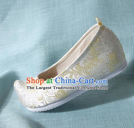Traditional Chinese Light Blue Brocade Shoes Handmade Wedding Shoes Hanfu Shoes Princess Shoes for Women