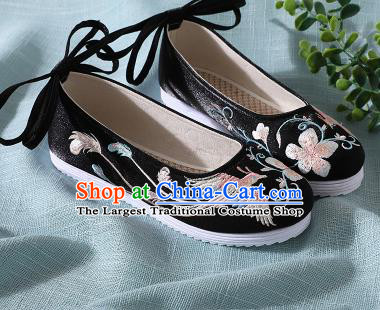Traditional Chinese Handmade Embroidered Black Shoes Wedding Shoes Hanfu Shoes Princess Shoes for Women