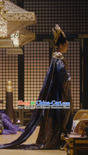 Chinese Ancient Grand Princess of Yin Empir Bai Lingbo Novoland Eagle Flag Xu Qing Replica Costumes and Headpiece for Women