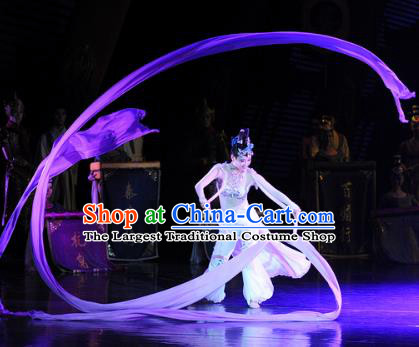 Chinese Chuansi Gongzhu Classical Dance Dress Ancient Silk Princess Stage Performance Dance Costume and Headpiece for Women