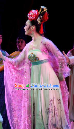 Chinese Chuansi Gongzhu Classical Dance Tang Dynasty Princess Dress Stage Performance Dance Costume and Headpiece for Women