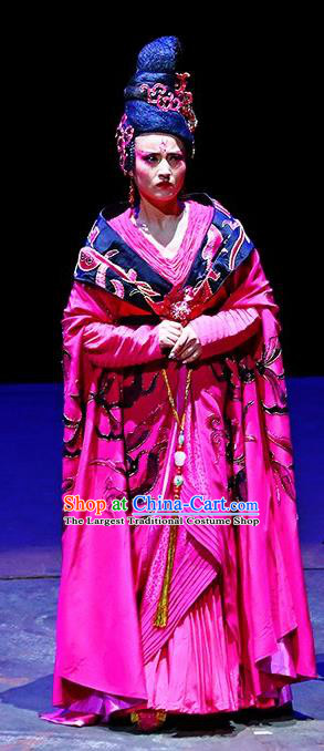 Chinese King Zhuang of Chu Ancient Spring and Autumn Period Imperial Consort Rosy Dress Stage Performance Dance Costume and Headpiece for Women