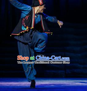 Impression Shanha Chinese She Nationality Navy Clothing Stage Performance Dance Costume for Men