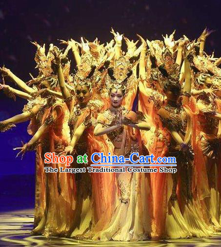 Meet Millennium Chinese Classical Dance Dress Stage Performance Dance Costume and Headpiece for Women