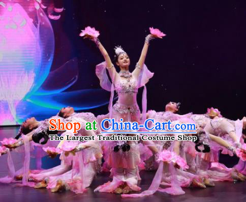 Meet Millennium Chinese Classical Dance Flying Apsaras Dress Stage Performance Dance Costume and Headpiece for Women