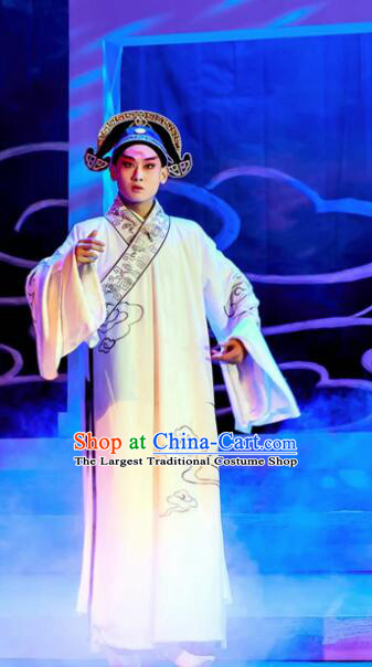 Chinese Peking Opera Lanruo Temple Scholar Ning Caichen Clothing Stage Performance Dance Costume and Hat for Men