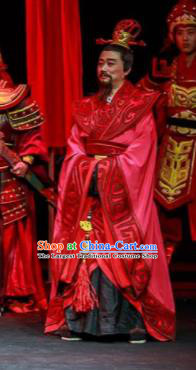Xiao Qiao Marriage Chinese Peking Opera Minister Red Clothing Stage Performance Dance Costume and Headpiece for Men