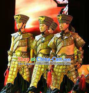 Rainbow Tribe Chinese Tu Minority Clothing Stage Performance Dance Costume and Headpiece for Men