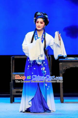 Phoenix Hairpin Chinese Peking Opera Diva Royalblue Dress Stage Performance Dance Costume and Headpiece for Women