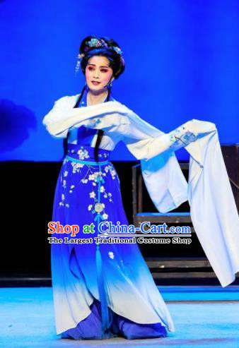 Phoenix Hairpin Chinese Peking Opera Diva Royalblue Dress Stage Performance Dance Costume and Headpiece for Women