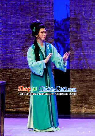 Phoenix Hairpin Chinese Peking Opera Diva Green Dress Stage Performance Dance Costume and Headpiece for Women