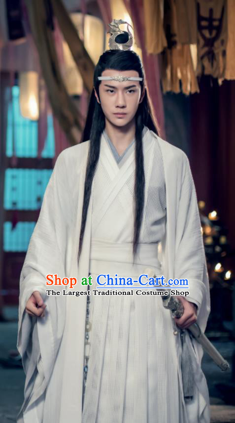 Chinese Drama The Untamed Ancient Nobility Childe Swordsman Lan Wangji Wang Yibo White Costumes for Men