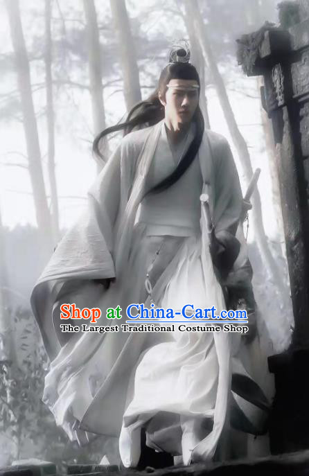 Chinese Drama The Untamed Ancient Nobility Childe Swordsman Wei Wuxian Xiao Zhan White Costumes for Men