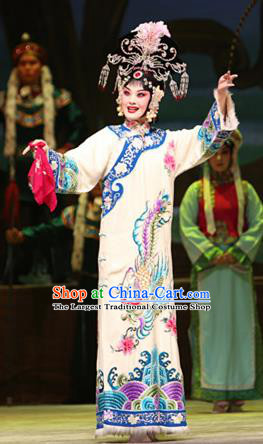 Su Wu In Desert Chinese Peking Opera Imperial Consort White Dress Stage Performance Dance Costume and Headpiece for Women