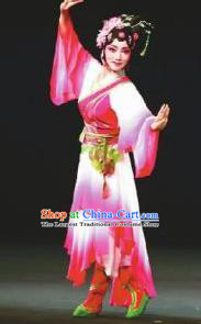 Goddess of the Moon Chinese Peking Opera Diva Rosy Dress Stage Performance Dance Costume and Headpiece for Women