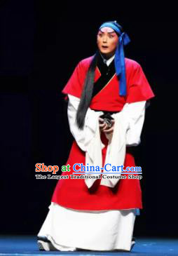 Mei Hua Zan Chinese Beijing Opera Niche Red Clothing Stage Performance Dance Costume and Headpiece for Men