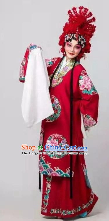 Fan Lihua Chinese Han Opera Diva Red Dress Stage Performance Dance Costume and Headpiece for Women